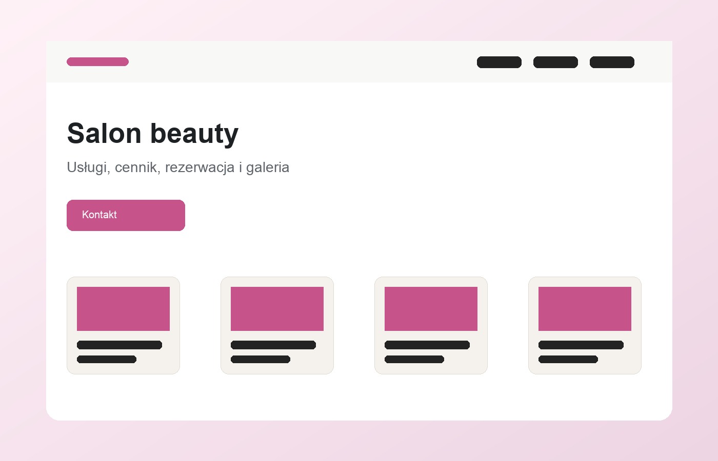 Projekt strony dla salonu beauty z usługami i rezerwacją