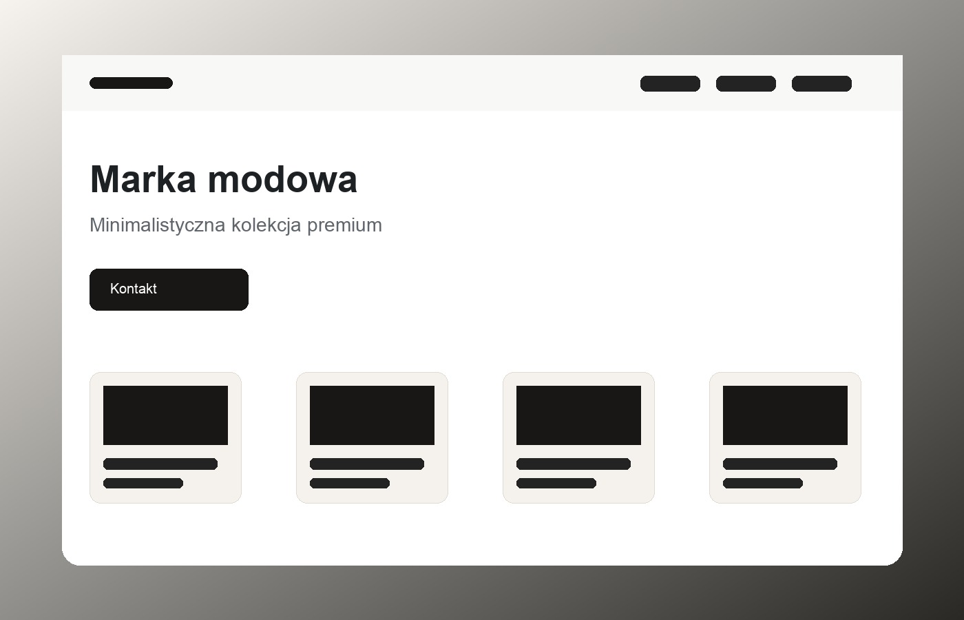 Minimalistyczny projekt strony dla marki modowej
