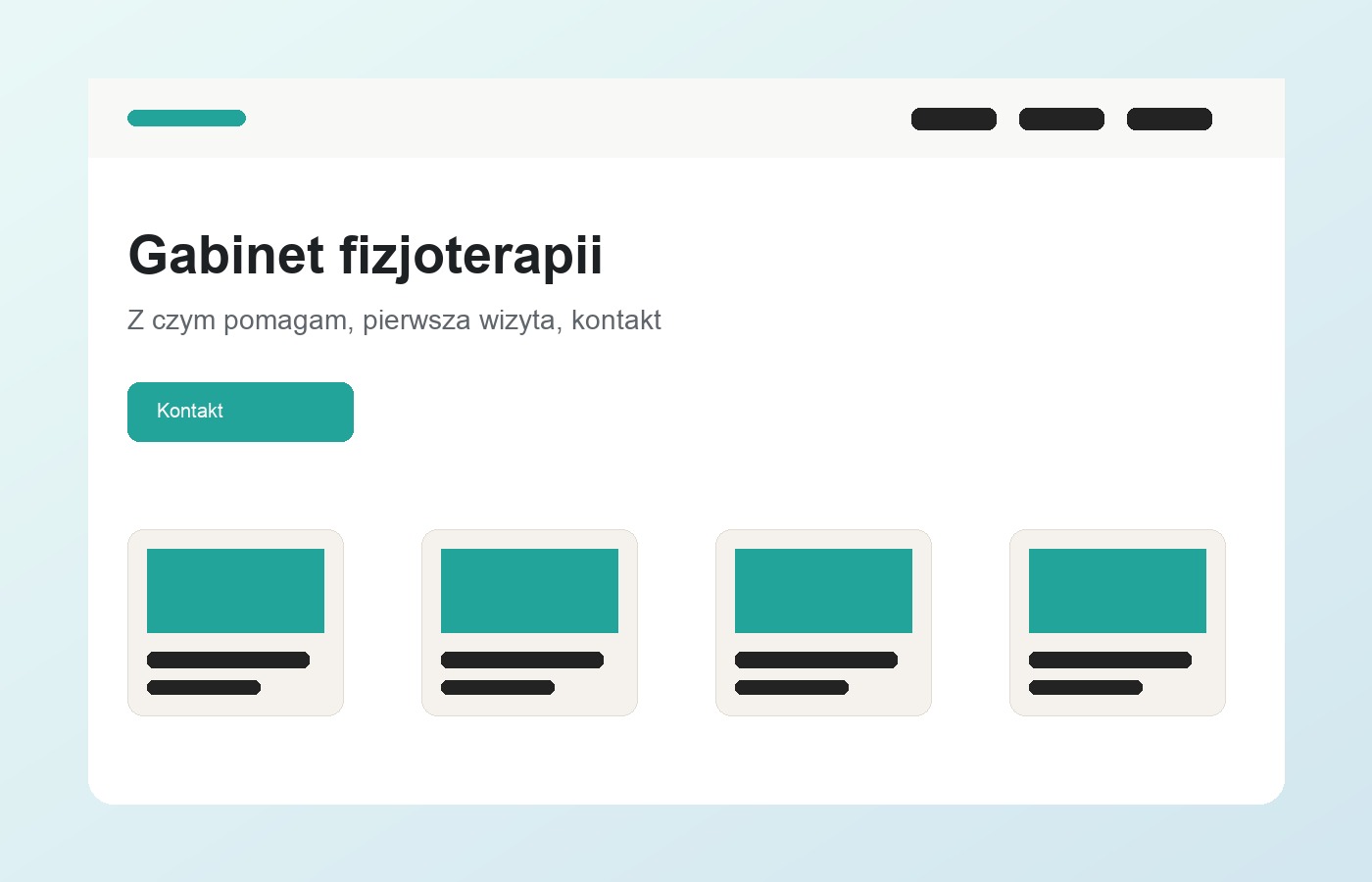 Projekt strony dla gabinetu fizjoterapii z opisem terapii